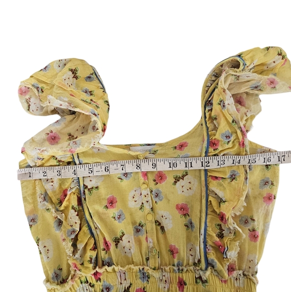 Loveshackfancy Phyllis Dress Yellow Mini Floral Ruffle Dress Size XS - Picture 5 of 9
